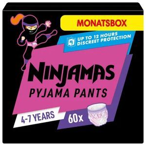 NINJAMAS PYJAMA PANTS NINJAMAS Couches culottes pyjamas pack mensuel, 4-7 ans, 60 pièces
