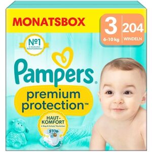 Pampers Couches Premium Protection taille 3 Midi 6 10 kg pack mensuel 1x204