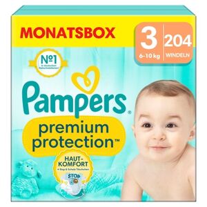 Pampers Couches Premium Protection taille 3 Midi 6-10 kg pack mensuel 1x204...