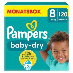 Pampers Couches Baby-Dry taille 8 17 kg+ pack mensuel 1x120 pièces 8