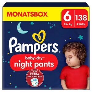 Pampers Couches culottes Baby-Dry Pants Night taille 6 15 kg+ pack mensuel...