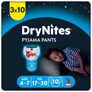 HUGGIES Couches culottes de nuit DryNites jetables 4-7 ans 3x10 pcs