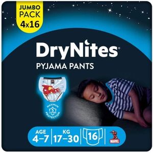 HUGGIES Couches culottes de nuit DryNites jetables Marvel Design 4-7 ans pack...