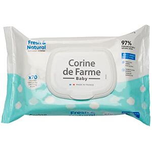 Corine de Farme Lingettes Nettoyantes pour Bébé Change Fresh & Natural x70 Produit de Toilette Fibre d'Origine Végétale 97% d'Origine Naturelle Hygiène dès la Naissance Capot Refermable - Publicité