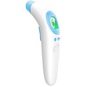 Holshop Blanc_𝗧herm𝗼metre_𝗙rontal et Auriculaire, 𝗧herm𝗼mètre_𝗙rontal Sans Contact, Écran LCD, Alarme de Fièvre pour Enfant, Bebe, Adulte - Publicité