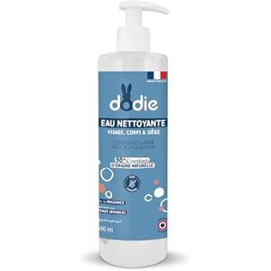 Dodie Eau nettoyante 3 en 1 (500 mL) Nettoyant Visage, Corps et Siège – 98% d’ingrédients d’origine naturelle, Hypoallergénique Dès la naissance - Publicité