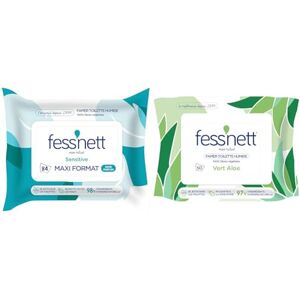 Fess Nett Fess'Nett Papier Toilette Humide Sensitive Maxi Pack 1 Unité & Papier Toilette Humide Aloe Vera, Le paquet de 50 lingettes - Publicité