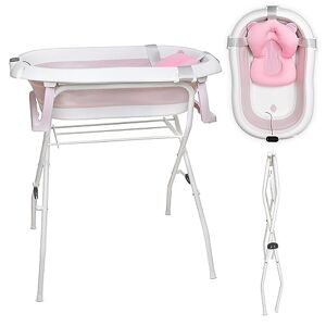 Baignoire pour Bébé, Bassin de Douche pour Baignoire Nouveau-Né à Bébé avec  Coussin et Affichage de la Température 