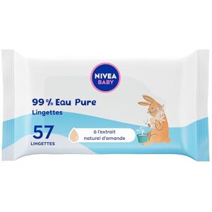 NIVEA BABY Lingettes 99 % Eau Pure (1 x 57 pces), lingettes nettoyantes bébé & nourrisson, lingettes hypoallergéniques à l'eau pure pour les peaux sensibles - Publicité