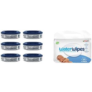 Angelcare Dress Up Recharges Octogonales pour Poubelle à Couche Dress up/Essential Anti Odeurs et Grande Capacité Lot de 6 & Lingettes bébé Originales sans plastique WaterWipes, 240 pièces - Publicité