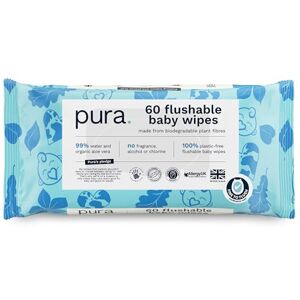 Pura Lingettes Bébé Jetables, 70 Lingettes (1x Paquet), 99% D'eau, 100% Sans Plastique, Sans Parfum pour Peaux Sensibles, Aloe Vera, Végétalien - Publicité