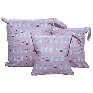 Treer Lot de 3 Sac à Couches Bébé, Joli Motif Lavables Etanche Réutilisables Sac de Rangement à Couches Organisateur des Couches pour Vêtements Sales, Hangable pour Chariot Bébé (ours polaire) - Publicité