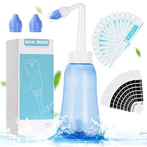 Rinçage nasal, Flacon de lavage d'irrigation nasale 300ml, Kit de pot Neti  pour adulte et enfant avec sel de lavage nasal 30 Pack