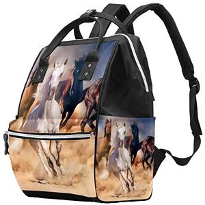 Nananma Grand sac à langer multifonction pour bébé avec bouteille d'eau isotherme Sac à dos pour maman et papa, course à cheval dans le désert tempête de sable - Publicité