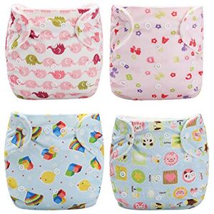 DEBAIJIA Bébé Couches Pantalon Ajustable Pantalon de Piscine Réutilisable Respirant Imperméable Ajustable Lavable Dessin Animé En Forme pour 0-3 Ans Nouveau-né Enfant en Bas âge 4 PCS - Publicité