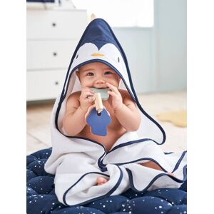 Vertbaudet Coffret cape de bain + gant Pingouin blanc / bleu BLANC 100X100 - Publicité