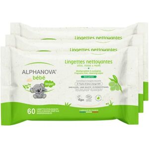 Alphanova Lingettes Bébé Huile Olive 3x60uts - Publicité