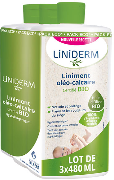 Laboratoire Gilbert Bébé Gilbert Bébé Liniderm Liniment Oléo-Calcaire Bio Lot de 3 x 480ml