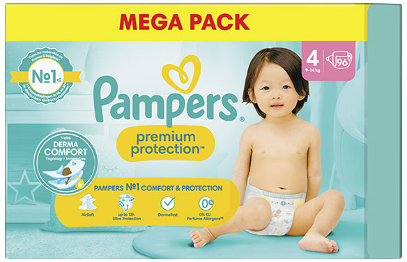 Pampers Premium Protection Taille 4 Couches x96 9kg - 14kg Notre N°1 Pour Le Confort & La Protection