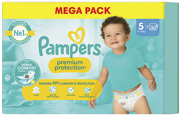 Pampers Premium Protection Taille 5 Couches x82 11kg - 16kg N°1 Pour Le Confort & La Protection