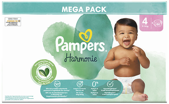 Pampers Harmonie Couches Taille 4 80 Couches 9kg - 14kg Protection Douce Pour La Peau