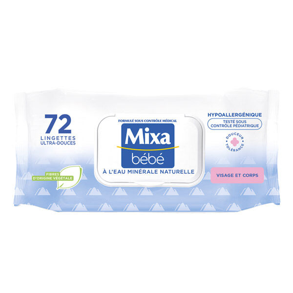 Mixa Bébé Lingettes Ultra-Douces au Lait de Toilette 72 unités