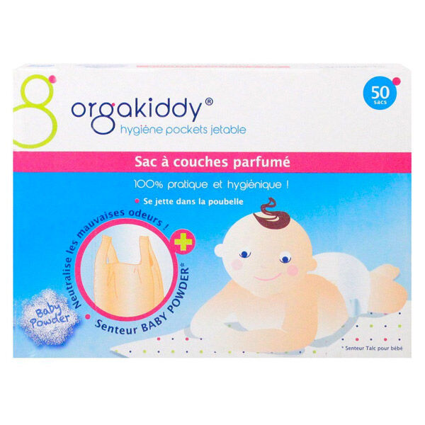 Orgakiddy Sac à Couches Parfumé Talc 50 unités