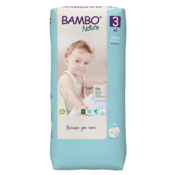 Bambo Nature Couche Taille 3 4-8kg Tall Pack 52 unités