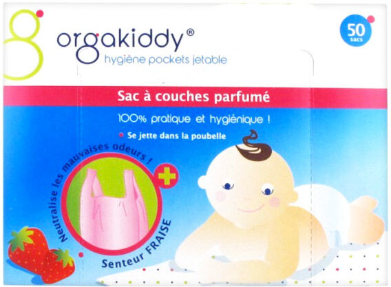 Orgakiddy Sac à Couches Parfumé Fraise 50 Unités