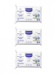 Mustela Lingettes de Coton Bio à l'Eau Lot de 3 x 60 Lingettes - Lot 3 x 60 Lingettes