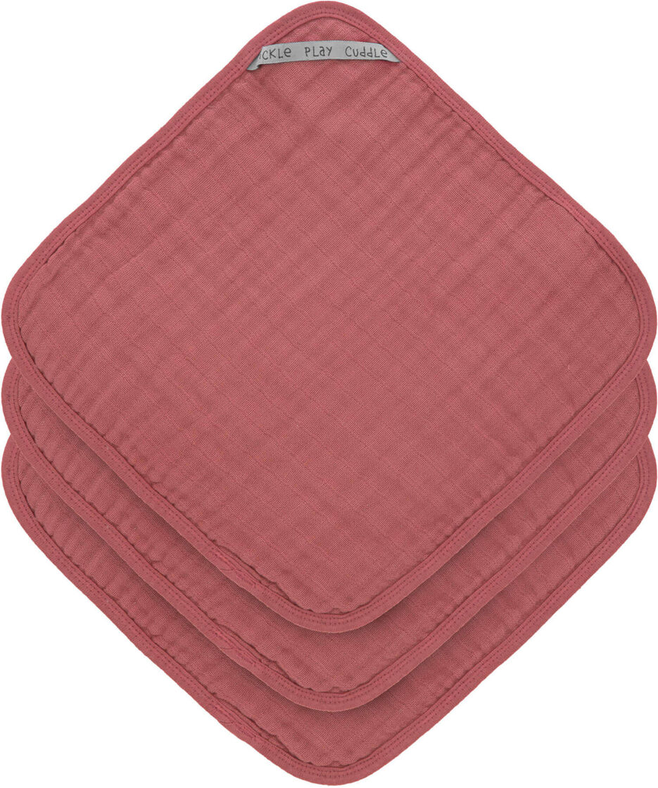 LÄSSIG Lot de 3 Débarbouillettes en Mousseline - Bois de Rose