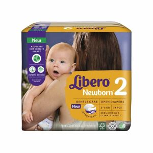 Libero Newborn - 2 Pannolini per Bambini da 3-6 Kg, 34 Pannolini