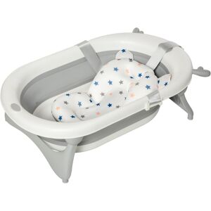 Homcom Vaschetta Bagnetto Pieghevole per Bambini 0-3 Anni con Indicatore di Temperatura e Cuscino, 81.5x50.5x23.5cm, Bianco