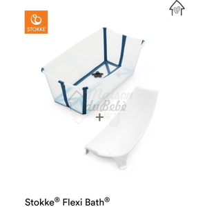 Stokke Flexi Bath Transparent Blue + Supporto per Neonato