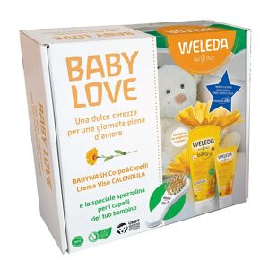 Weleda Cofanetto Baby Love Babywash Capelli e Corpo + Crema Viso + Spazzolina per Capelli