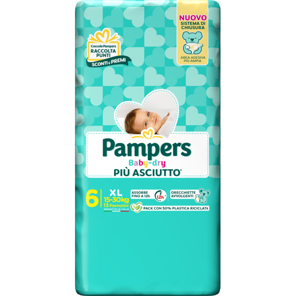 pampers baby dry pannolino downcount xl 13 pezzi