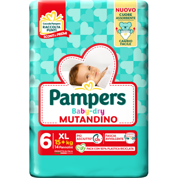 pampers baby dry pannolino mutandina xl small pack 14 pezzi