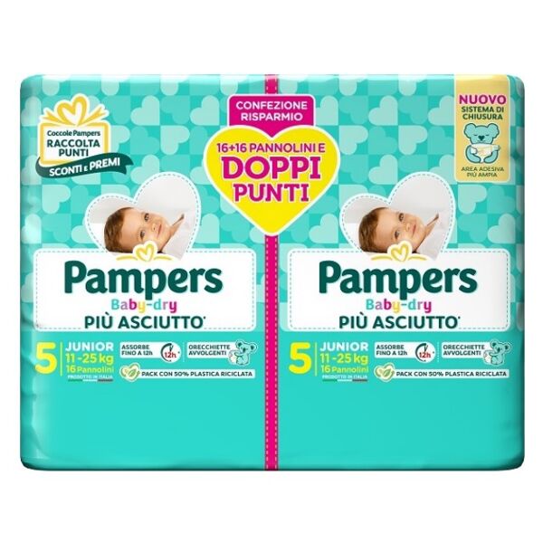 pampers baby dry pannolino duo downcount junior 32 pezzi