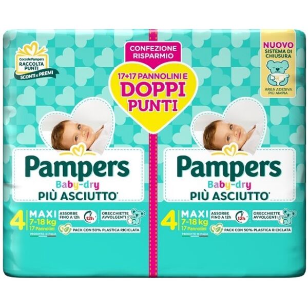 pampers baby dry pannolino duo downcount maxi 34 pezzi