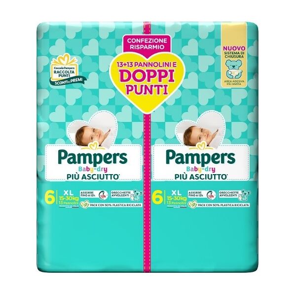 pampers baby dry pannolino duo downcount xl 26 pezzi