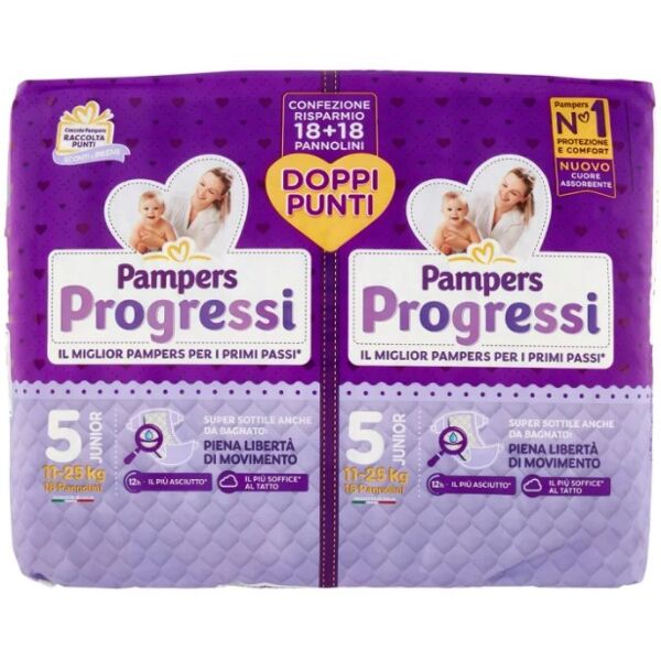 pampers progressi pannolino junior pacco doppio 36 pezzi