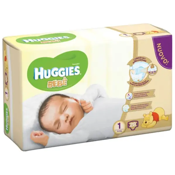 huggies bèbè base pannolini taglia 1 (2-5 kg) 28 pezzi