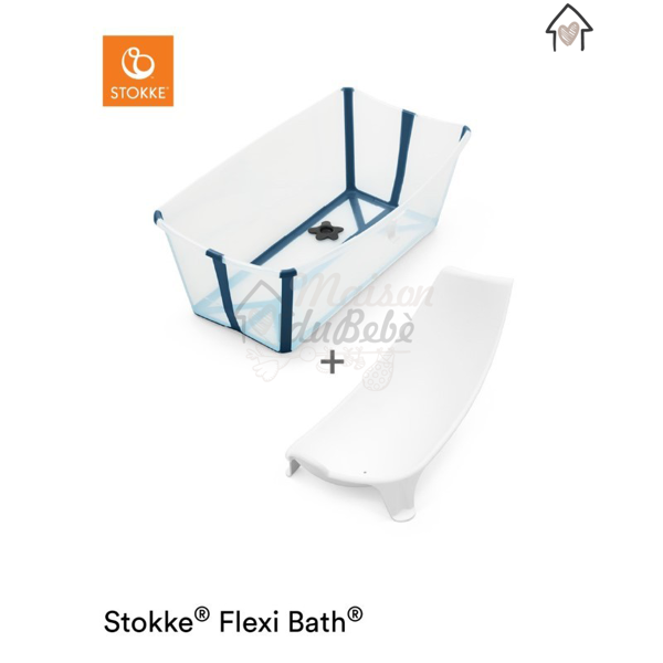 stokke flexi bath transparent blue + supporto per neonato