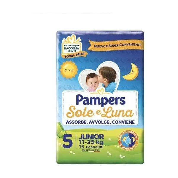 pampers sole&luna junior pannolini taglia 5 (11-25 kg) 15 pezzi