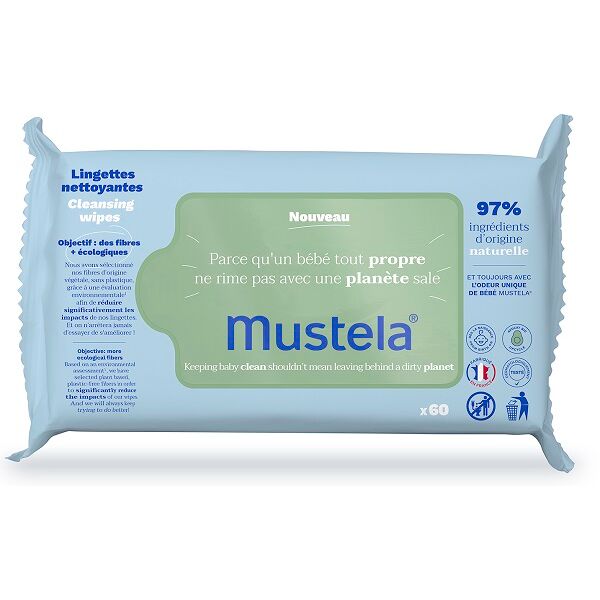 mustela salviette detergenti con fibre naturali 60 pezzi