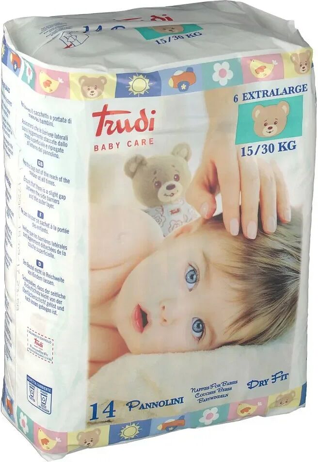 Trudi Baby Care Pannolino Dry Fit Xl 15/30 Kg 14 Pezzi