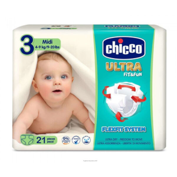 Chicco Pannolini Ultra Soft 3 Midi 4-9kg 21 Pezzi