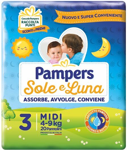 Fater Spa Pannolino Per Bambino Pampers Sole & Luna Midi 20 Pezzi