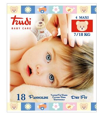 Silc Spa Trudi Baby Care Pannolino Dry Fit Maxi 7/18 Kg 18 Pezzi