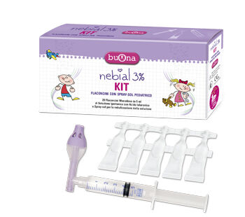 Steve Jones Srl Kit Nebial 3% 20 Flaconcini Monodose Da 5 Ml + Kit Contenente Spray-Sol Pediatrico E Siringa